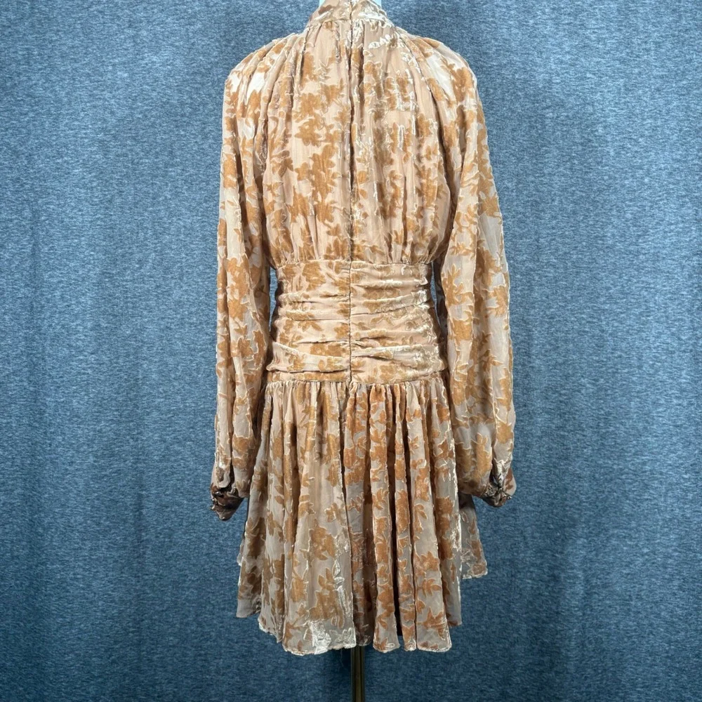 Parker Womens Textured Cutout Front Mini Dress Brown Sugar Floral Burnout Size 6 - Picture 7 of 13